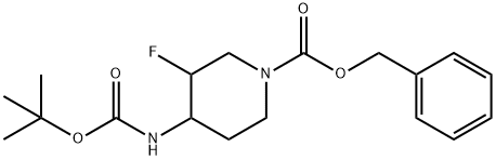 benzyl 4-((tert-butoxycarbonyl)amino)-3-fluoropiperidine-1-carboxylate Struktur