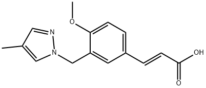 (2E)-3-{4-methoxy-3-[(4-methyl-1H-pyrazol-1-yl)methyl]phenyl}acrylic acid Structure