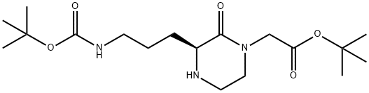 (S)-tert-butyl 2-(3-(3-((tert-butoxycarbonyl)amino)propyl)-2-oxopiperazin-1-yl)acetate Structure