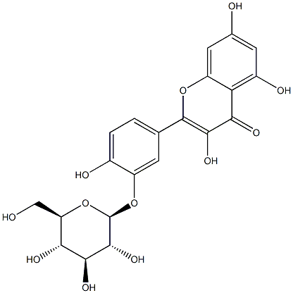 4H-1-Benzopyran-4-one, 2-(3-(beta-D-glucopyranosyloxy)-4-hydroxyphenyl)-3,5,7-trihydroxy-,19254-30-9,结构式