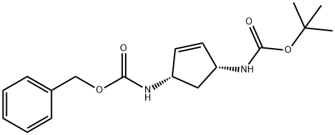 (1R,4S)-(4-苯甲基氧羰基氨基-环戊二烯-2-烯基)-氨甲酸叔-丁基酯,1931997-83-9,结构式