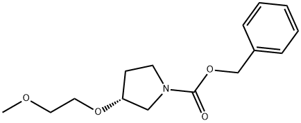 (R)-BENZYL 3-(2-METHOXYETHOXY) PYRROLIDINE-1-CARBOXYLATE 化学構造式