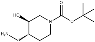 tert-Butyl (3R,4R)-4-(aminomethyl)-3-hydroxypiperidine-1-carboxylate Structure