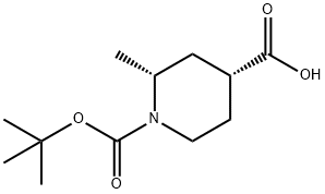 (2R,4R)-1-[(tert-butoxy)carbonyl]-2-methylpiperidine-4-carboxylic acid 化学構造式