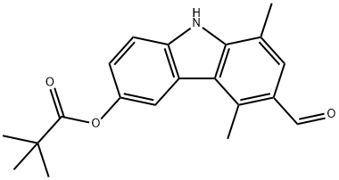 6-formyl-5,8-dimethyl-9H-carbazol-3-yl pivalate 化学構造式