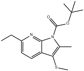 tert-butyl 6-ethyl-2-methyl-3-(methylthio)-1H-pyrrolo[2,3-b]pyridine-1-carboxylate Structure