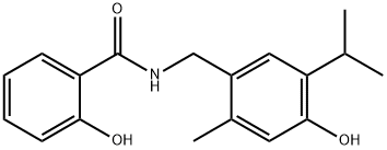 2-Hydroxy-N-(4-hydroxy-5-isopropyl-2-methyl-benzyl)-benzamide 化学構造式