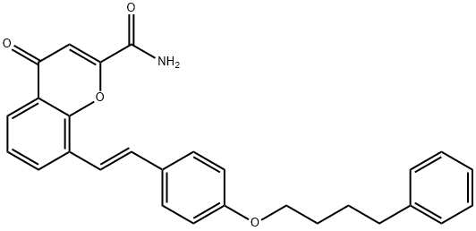 (E)-4-oxo-8-(4-(4-phenylbutoxy)styryl)-4H-chromene-2-carboxamide Structure