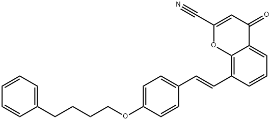 (E)-4-氧亚基-8-(4-(4-苯基丁氧基)苯乙烯基)-4H-色烯-2-甲腈,197507-08-7,结构式