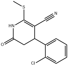 4-(2-chlorophenyl)-2-(methylthio)-6-oxo-1,4,5,6-tetrahydropyridine-3-carbonitrile 结构式