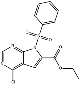 4-氯-7-(苯基磺酰基)-7H-吡咯并[2,3-D]嘧啶-6-羧酸乙酯 结构式