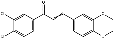 (2E)-1-(3,4-ジクロロフェニル)-3-(3,4-ジメトキシフェニル)プロプ-2-エン-1-オン 化学構造式