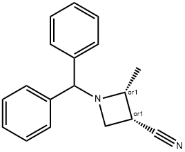 cis-1-(diphenylmethyl)-2-methylazetidine-3-carbonitrile 化学構造式