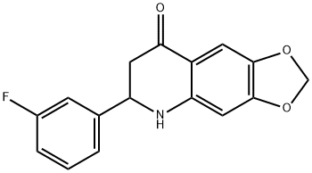 6-(3-FLUOROPHENYL)-6,7-DIHYDRO-[1,3]DIOXOLO[4,5-G]QUINOLIN-8(5H)-ONE 化学構造式