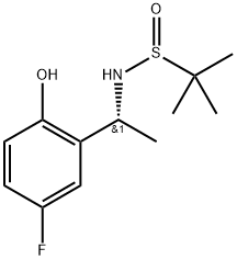 (R)-N-((R)-1-(5-fluoro-2-hydroxyphenyl)ethyl)-2-methylpropane-2-sulfinamide Struktur