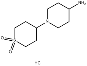 1-(1,1-ジオキシドテトラヒドロ-2H-チオピラン-4-イル)-4-ピペリジンアミン二塩酸塩 化学構造式