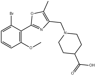 1-((2-(2-bromo-6-methoxyphenyl)-5-methyloxazol-4-yl)methyl)piperidine-4-carboxylic acid Structure