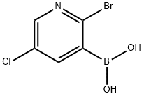 2-Bromo-5-chloropyridine-3-boronic acid 化学構造式