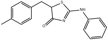 (E)-5-(4-methylbenzyl)-2-(phenylimino)thiazolidin-4-one 化学構造式