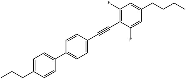 4-プロピル-4′-(4-ブチル-2,6-ジフルオロフェニルエチニル)ビフェニル 化学構造式
