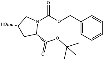 (2S,4S)-4-hydroxy-1-phenylmethoxycarbonylpyrrolidine-2-carboxylic acid tert-butyl ester Struktur