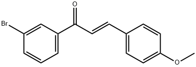 (2E)-1-(3-ブロモフェニル)-3-(4-メトキシフェニル)プロプ-2-エン-1-オン 化学構造式