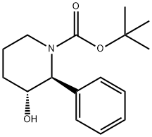 tert-butyl (2S,3R)-3-hydroxy-2-phenylpiperidine-1-carboxylate Struktur