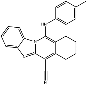 11-(p-tolylamino)-7,8,9,10-tetrahydrobenzo[4,5]imidazo[1,2-b]isoquinoline-6-carbonitrile Struktur