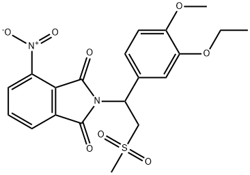 2-[1-(3-ethoxy-4-methoxyphenyl)-2-methylsulfonylethyl]-4-nitroisoindole-1,3-dione Struktur