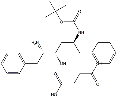 (2S,3S,5S)-5-tert-Butyloxycarbonylamino-2-amino-3-hydroxy-1,6-diphenylhexane succinate Struktur