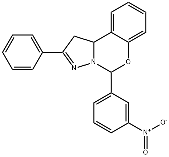 5-(3-nitrophenyl)-2-phenyl-1,10b-dihydro-5H-benzo[e]pyrazolo[1,5-c][1,3]oxazine Struktur