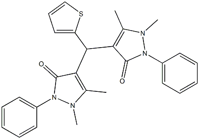 4,4-(thiophen-2-ylmethylene)bis(1,5-dimethyl-2-phenyl-1,2-dihydro-3H-pyrazol-3-one) Structure