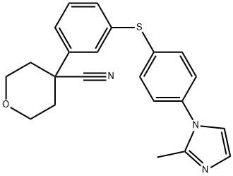 4-(3-FLUORO-5-((4-(2-METHYL-1H-IMIDAZOL-1-YL)BENZYL)OXY)PHENYL)TETRAHYDRO-2H-PYRAN-4-CARBONITRILE