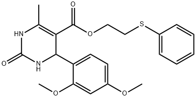 2-(phenylthio)ethyl 4-(2,4-dimethoxyphenyl)-6-methyl-2-oxo-1,2,3,4-tetrahydropyrimidine-5-carboxylate Struktur