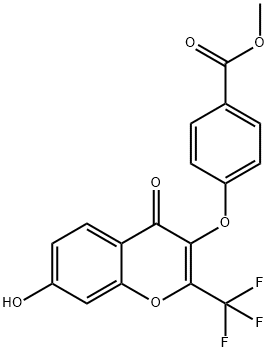 methyl 4-((7-hydroxy-4-oxo-2-(trifluoromethyl)-4H-chromen-3-yl)oxy)benzoate Struktur