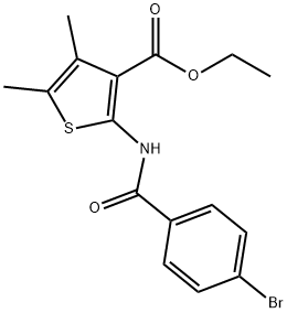 ethyl 2-(4-bromobenzamido)-4,5-dimethylthiophene-3-carboxylate Struktur