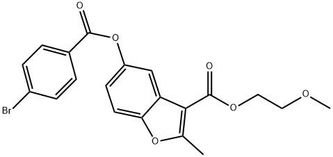 2-methoxyethyl 5-((4-bromobenzoyl)oxy)-2-methylbenzofuran-3-carboxylate Structure