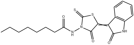 (Z)-N-(4-oxo-5-(2-oxoindolin-3-ylidene)-2-thioxothiazolidin-3-yl)octanamide,300819-10-7,结构式