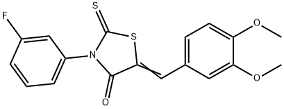(E)-5-(3,4-dimethoxybenzylidene)-3-(3-fluorophenyl)-2-thioxothiazolidin-4-one,300827-60-5,结构式