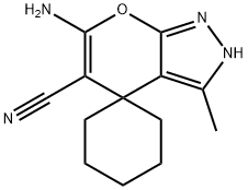 3-メチル-6-アミノスピロ[ピラノ[2,3-c]ピラゾール-4(2H),1′-シクロヘキサン]-5-カルボニトリル 化学構造式
