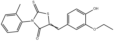 (Z)-5-(3-ethoxy-4-hydroxybenzylidene)-2-thioxo-3-(o-tolyl)thiazolidin-4-one Structure