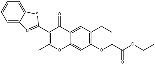 ethyl 2-((3-(benzo[d]thiazol-2-yl)-6-ethyl-2-methyl-4-oxo-4H-chromen-7-yl)oxy)acetate 结构式