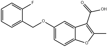 5-((2-fluorobenzyl)oxy)-2-methylbenzofuran-3-carboxylic acid Struktur