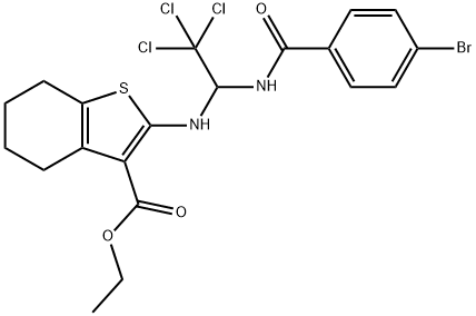 ethyl 2-((1-(4-bromobenzamido)-2,2,2-trichloroethyl)amino)-4,5,6,7-tetrahydrobenzo[b]thiophene-3-carboxylate Structure