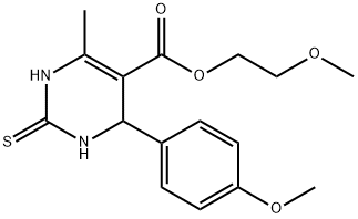2-methoxyethyl 4-(4-methoxyphenyl)-6-methyl-2-thioxo-1,2,3,4-tetrahydropyrimidine-5-carboxylate Struktur