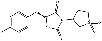 (Z)-3-(1,1-dioxidotetrahydrothiophen-3-yl)-5-(4-methylbenzylidene)-2-thioxothiazolidin-4-one Structure