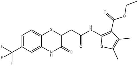 ethyl 4,5-dimethyl-2-(2-(3-oxo-6-(trifluoromethyl)-3,4-dihydro-2H-benzo[b][1,4]thiazin-2-yl)acetamido)thiophene-3-carboxylate Structure