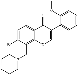 7-hydroxy-3-(2-methoxyphenyl)-8-(piperidin-1-ylmethyl)-4H-chromen-4-one Struktur