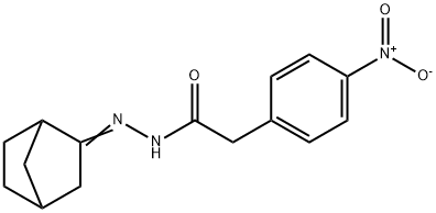 N-[(Z)-3-bicyclo[2.2.1]heptanylideneamino]-2-(4-nitrophenyl)acetamide 化学構造式
