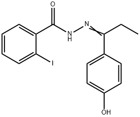 N'-[1-(4-hydroxyphenyl)propylidene]-2-iodobenzohydrazide 化学構造式